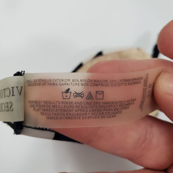 Victoria's Secret Biofit Navy White Polka Dot Underwire Strapless Bikini Top 32B - Picture 6 of 8